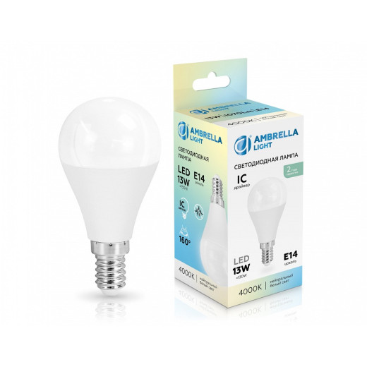 Лампа светодиодная Ambrella Light G45 E14 13Вт 4000K 451314
