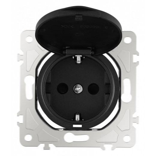 Розетка влагозащищенная с заземлением и со шторкой с крышкой Arte Milano am-202 202.41-1.black