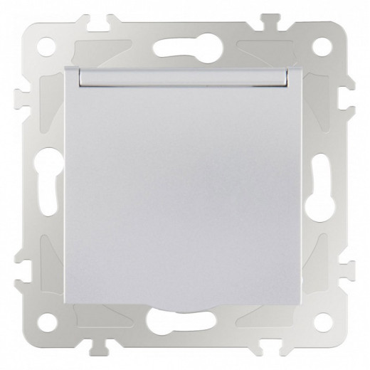 Розетка влагозащищенная с заземлением и со шторкой с крышкой Arte Milano am-203 203.41-1.silver