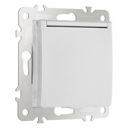 Розетка влагозащищенная с заземлением и со шторкой с крышкой Arte Milano am-206 206.41-1.silver