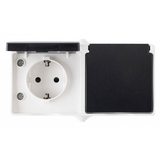 Блок с розетками влагозащищенными с заземлением и крышкой Arte Milano am-309 309.40-2.grey