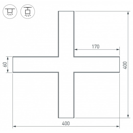 Соединитель угловой X-образный накладной Arlight S-LUX 030143