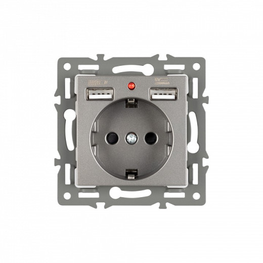 Розетка с заземлением и 2хUSB type A, без рамки Arlight SCT 043735