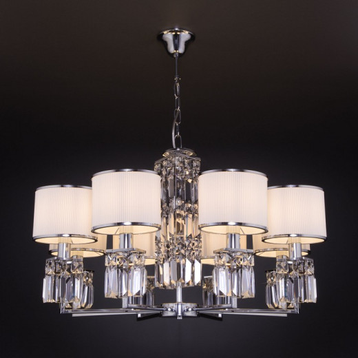 Подвесная люстра Eurosvet Zaffiro 10099/8 хром/прозрачный хрусталь Strotskis (новый абажур)