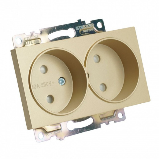 Розетка двойная без заземления и со шторкой, без рамки Stekker Катрин 49225