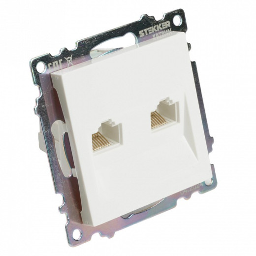 Розетка двойная Ethernet RJ-45 без рамки Stekker Катрин 50003