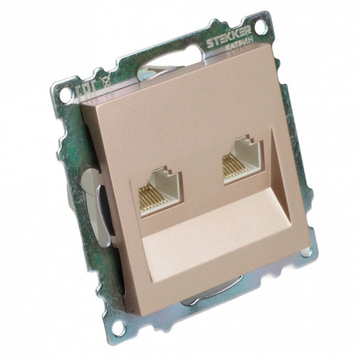 Розетка двойная Ethernet RJ-45 без рамки Stekker Катрин 50004