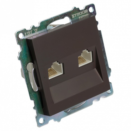 Розетка двойная Ethernet RJ-45 без рамки Stekker Катрин 50006