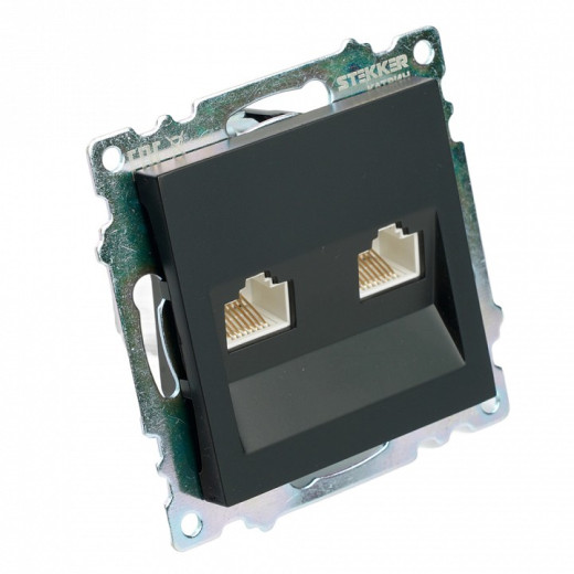 Розетка двойная Ethernet RJ-45 без рамки Stekker Катрин 50007