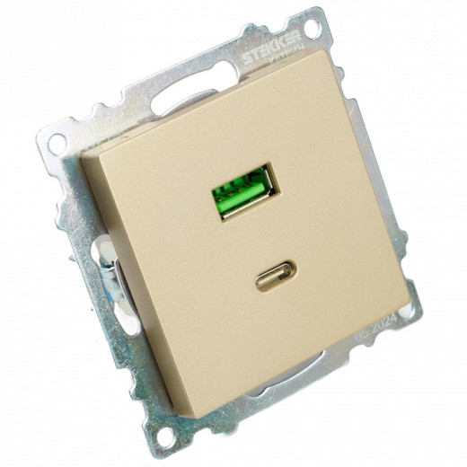 Розетка 2хUSB type A и C без рамки Stekker Катрин 50053