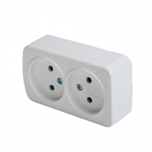 Розетка двойная без заземления Stekker Basic 50075