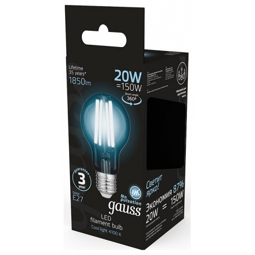 Лампа светодиодная Gauss Filament E27 20Вт 4100K 102902220