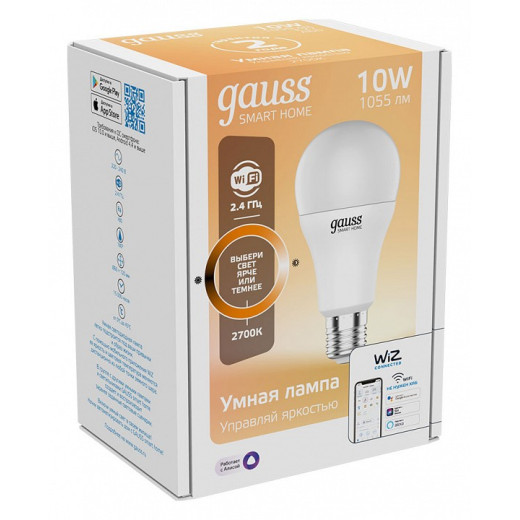 Лампа светодиодная с управлением через Wi-Fi Gauss Smart Home E27 10Вт 2700K 1070112