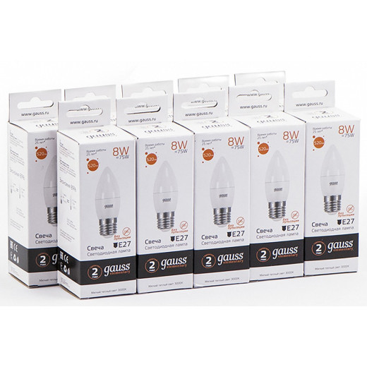 Лампа светодиодная Gauss LED Elementary Candle E27 8Вт 3000K 33218