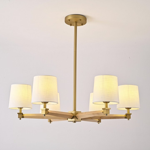 Люстра на штанге Imperiumloft Jorgenson White/Light wood STAVRA01