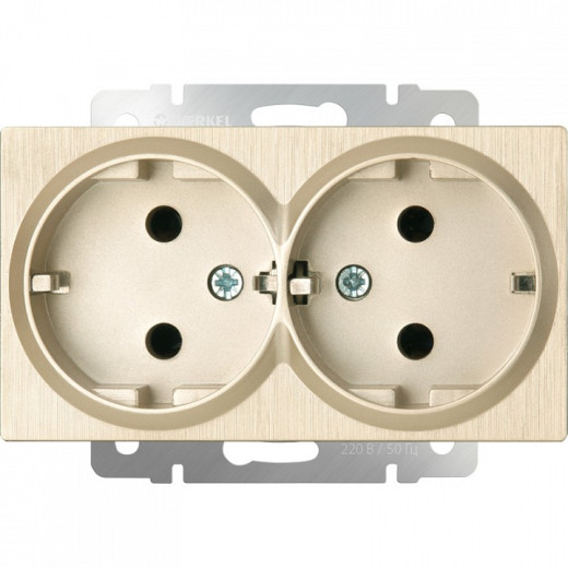 Розетка двойная с заземлением, без рамки Werkel шампань рифленый W1172010