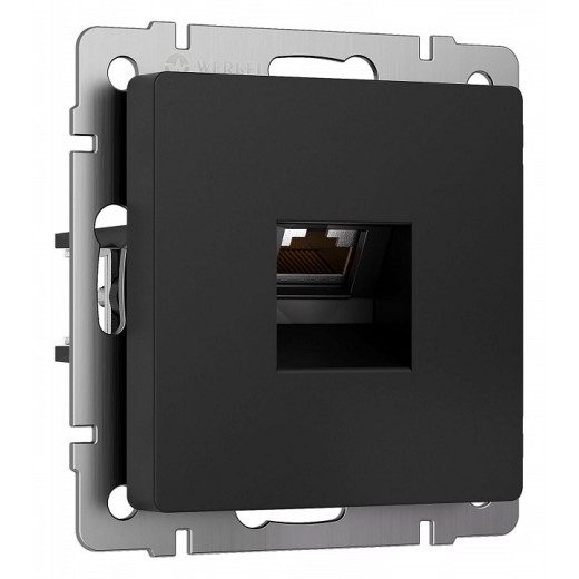 Розетка Ethernet RJ-45 и со шторками, без рамки Werkel черный матовый W5120108