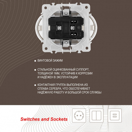 Розетка двойная с заземлением, без рамки Arte Milano am-202 202.40-2.white