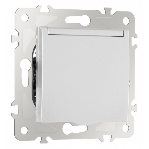 Розетка влагозащищенная с заземлением и со шторкой с крышкой Arte Milano am-203 203.41-1.silver