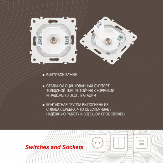 ТВ-розетка без рамки Arte Milano am-205 205.42-1.white