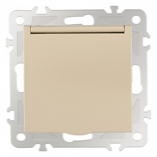 Розетка влагозащищенная с заземлением и со шторкой с крышкой Arte Milano am-206 206.41-1.shampan