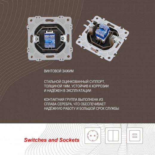 Розетка телефонная RJ-11 без рамки Arte Milano am-206 206.51-1.shampan