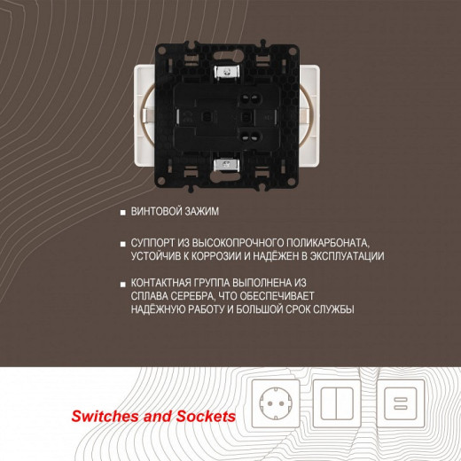 Розетка двойная с заземлением, без рамки Arte Milano am-217 217.40-2.white