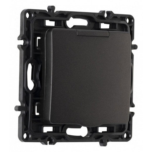 Розетка влагозащищенная с заземлением и со шторкой с крышкой Arte Milano am-217 217.41-1.black