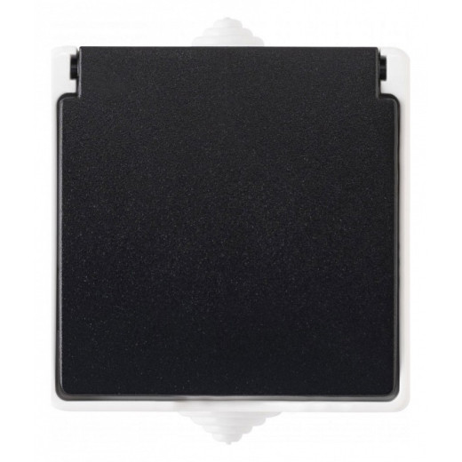 Розетка влагозащищенная с заземлением и со шторкой с крышкой Arte Milano am-309 309.40-1.grey