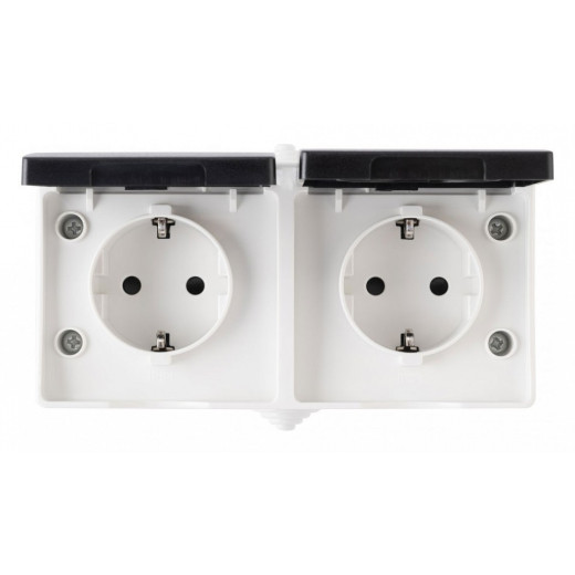 Блок с розетками влагозащищенными с заземлением и крышкой Arte Milano am-309 309.40-2.grey