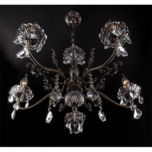 Подвесная люстра Eurosvet Elisha 3281/5 античная бронза/прозрачный хрусталь Strotskis