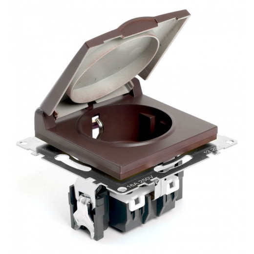 Розетка с заземлением и со шторками, без рамки с крышкой Stekker Катрин 49029