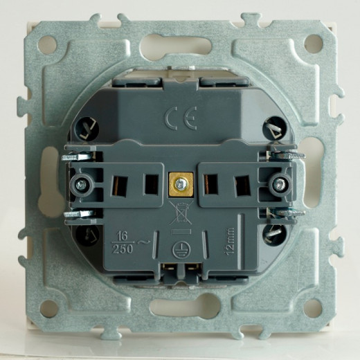 Розетка без заземления и со шторкой, без рамки с крышкой Stekker RST16-5112-01 49881