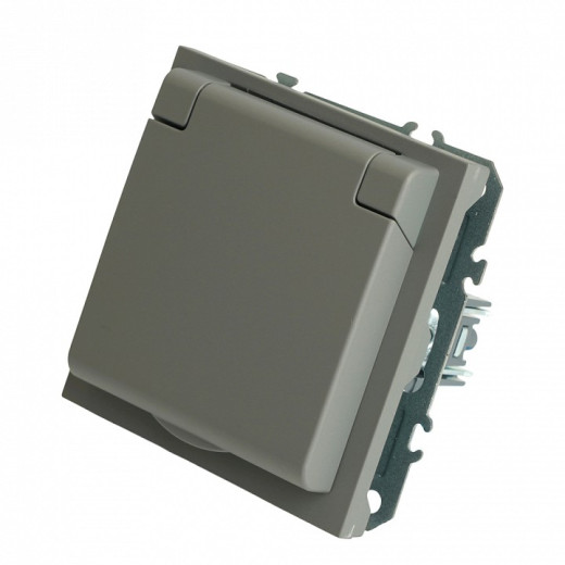 Розетка с заземлением и со шторкой, без рамки с крышкой Stekker Эмили 49959