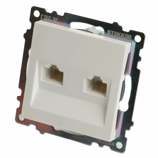 Розетка двойная Ethernet RJ-45 без рамки Stekker Катрин 50003