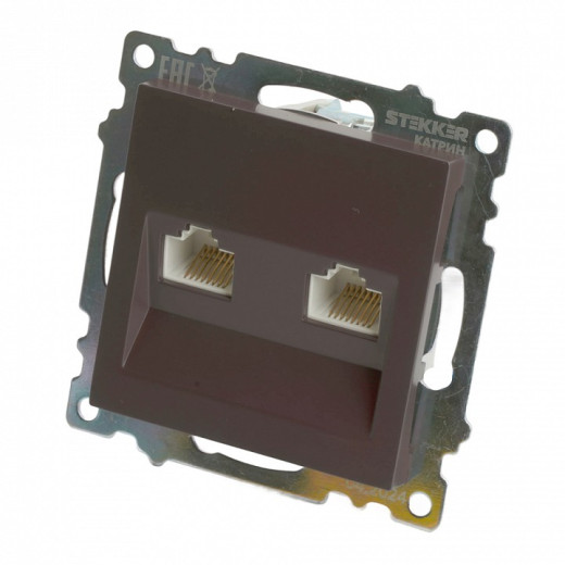 Розетка двойная Ethernet RJ-45 без рамки Stekker Катрин 50006