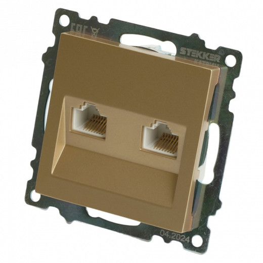 Розетка двойная Ethernet RJ-45 без рамки Stekker Катрин 50009