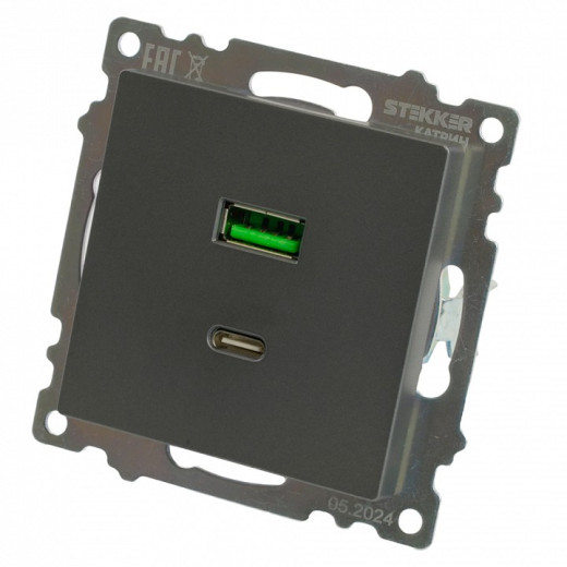 Розетка 2хUSB type A и C без рамки Stekker Катрин 50052