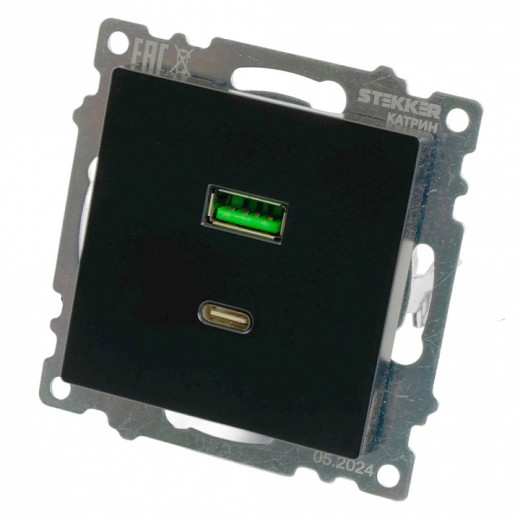 Розетка 2хUSB type A и C без рамки Stekker Катрин 50055