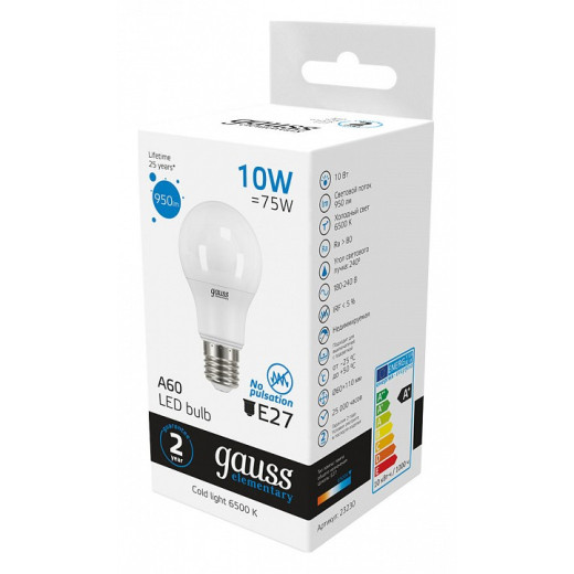 Лампа светодиодная Gauss 232 E27 10Вт 6500K 23230