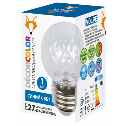 Лампа светодиодная Volpe DECOR COLOR E27 1Вт K UL-00010066