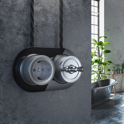 Розетка с заземлением Werkel Ретро (матовый хром) WL19-10-01