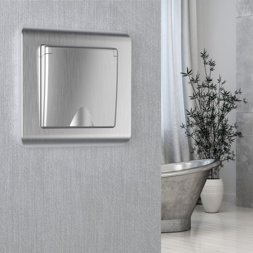 Розетка двойная с заземлением, без рамки Werkel графит рифленый W1172004