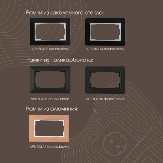 Розетка двойная с заземлением, без рамки Arte Milano am-203 203.40-2.black