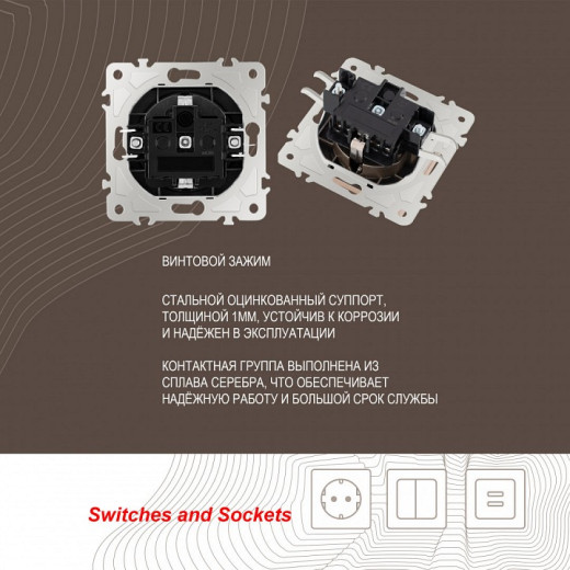 Розетка влагозащищенная с заземлением и со шторкой с крышкой Arte Milano am-206 206.41-1.shampan