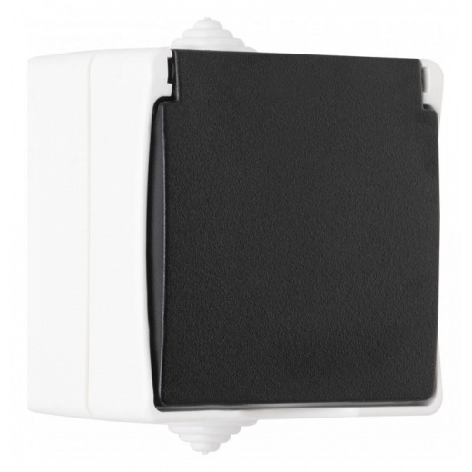 Розетка влагозащищенная с заземлением и со шторкой с крышкой Arte Milano am-309 309.40-1.grey