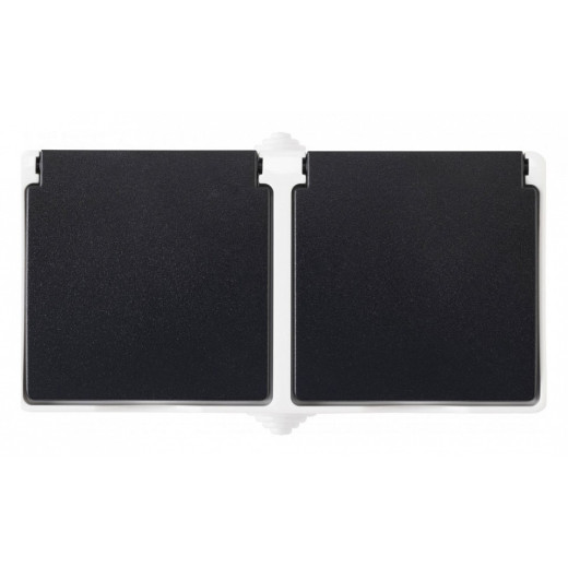 Блок с розетками влагозащищенными с заземлением и крышкой Arte Milano am-309 309.40-2.grey