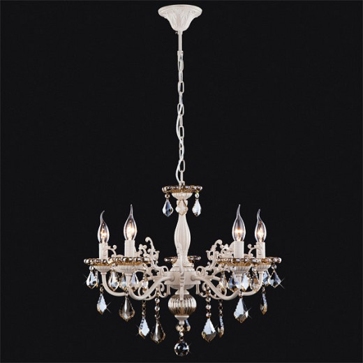 Подвесная люстра Eurosvet Elisha 3281/5 белый с золотом/тонированный хрусталь Strotskis