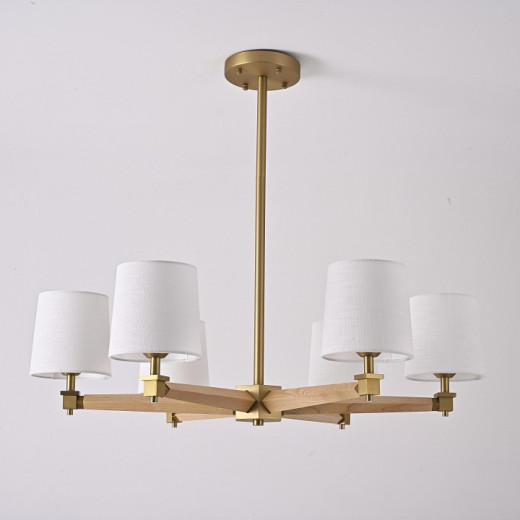 Люстра на штанге Imperiumloft Jorgenson White/Light wood STAVRA01