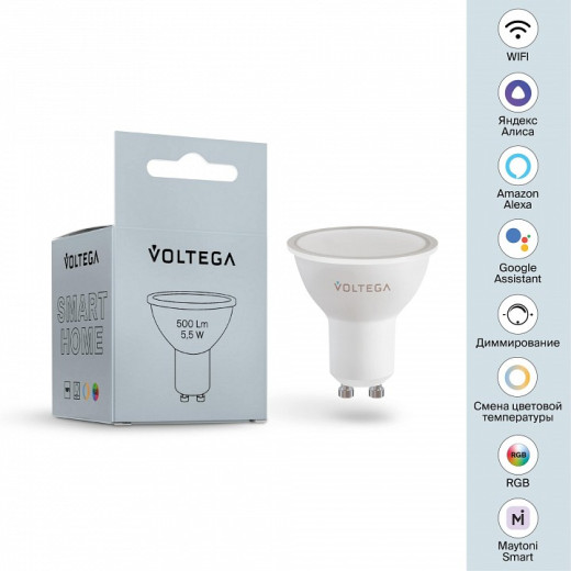 Лампа светодиодная с управлением через Wi-Fi Voltega Wi-Fi bulbs GU10 5.5Вт 2700-6500K 2426